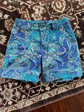 Ralph Lauren Blue & Teal Paisley Cotton Shorts